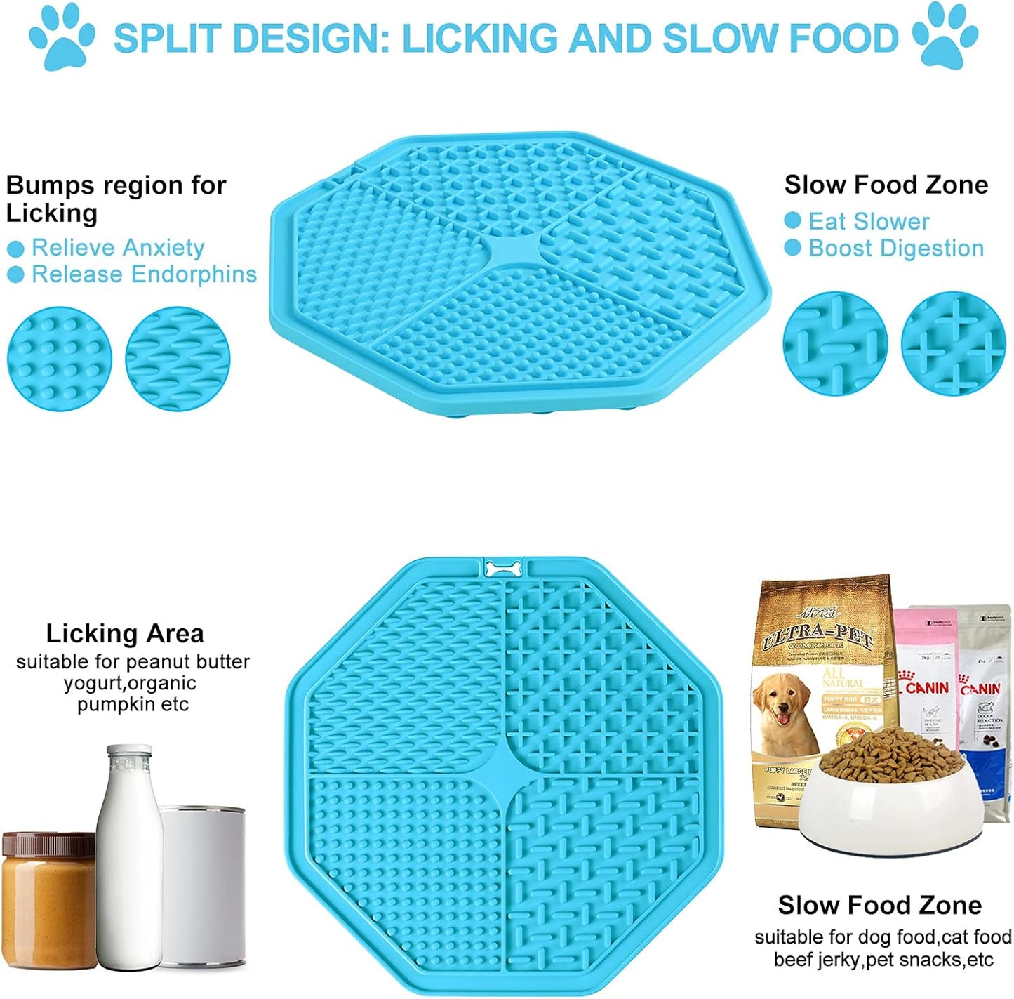 Licking Mat for Dogs and Cats, Premium Lick Mats with Suction Cups for Dog Anxiety Relief, Cat Lick Pad for Boredom Reducer, Dog Treat Mat Perfect for Bathing Grooming Etc.