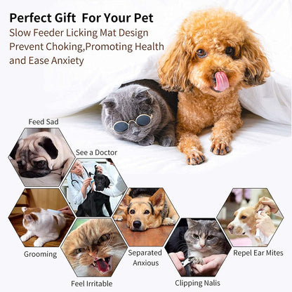Licking Mat for Dogs and Cats, Premium Lick Mats with Suction Cups for Dog Anxiety Relief, Cat Lick Pad for Boredom Reducer, Dog Treat Mat Perfect for Bathing Grooming Etc.